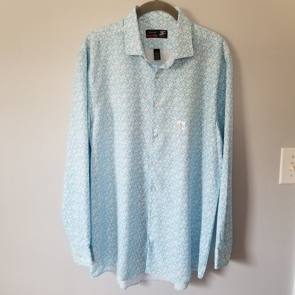 JF J. Ferrar stretch slim floral button-up shirt L